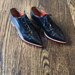 Never been worn black leather Acne flats